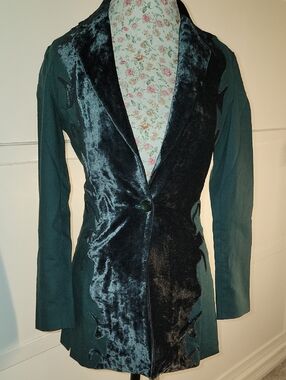 Giorgio Armani Wool Velvet-Front Dark Teal Women's Blazer Size Small